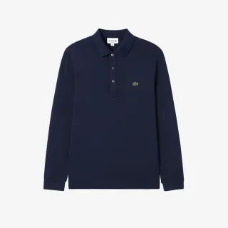 【LACOSTE】男裝-經典修身長袖Polo衫(深藍色)