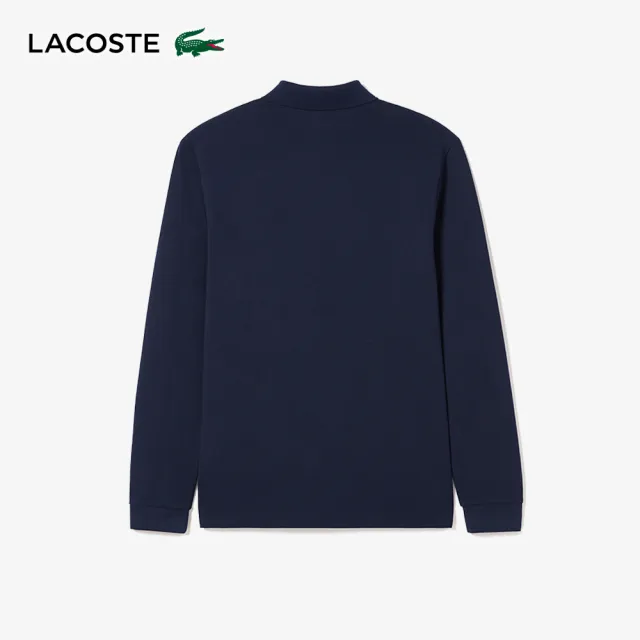 【LACOSTE】男裝-經典修身長袖Polo衫(深藍色)