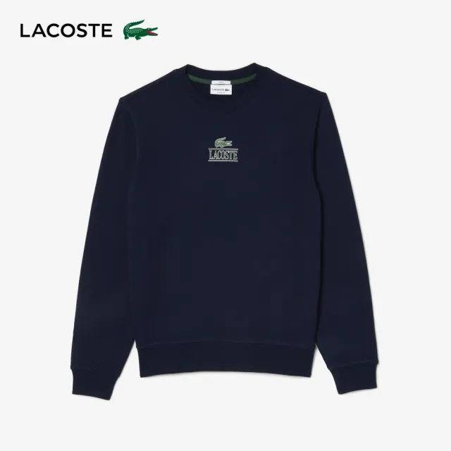 【LACOSTE】中性款-經典立體印花運動衛衣(藍色)