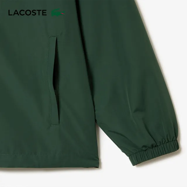 【LACOSTE】男裝-短版可拆兜帽夾克(深綠色)