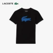 【LACOSTE】男裝-SPORT 3D 印花鱷魚皮透氣短袖T恤(黑色)