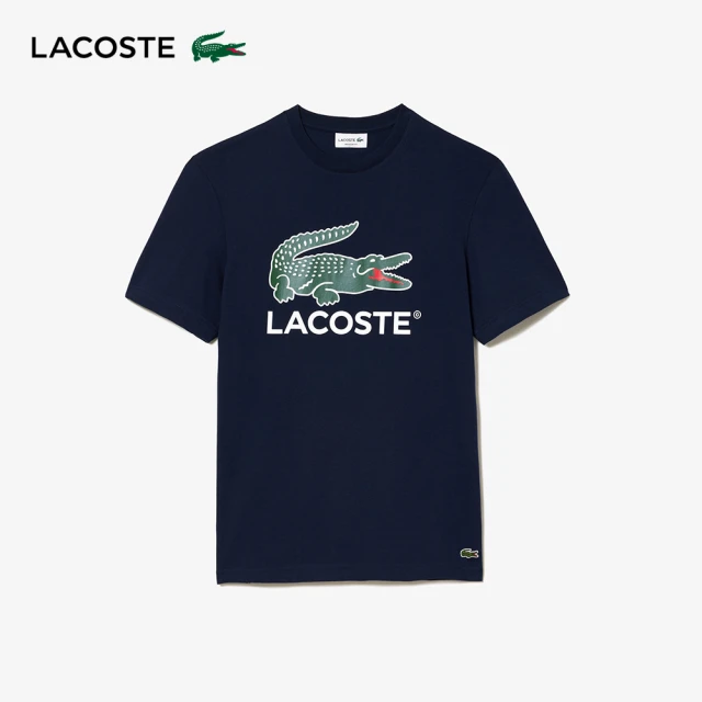 LACOSTE 男裝-經典鱷魚印花純棉短袖T恤(海軍藍)