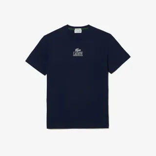 【LACOSTE】中性-鱷魚LOGO印花棉質短袖T恤(海軍藍)