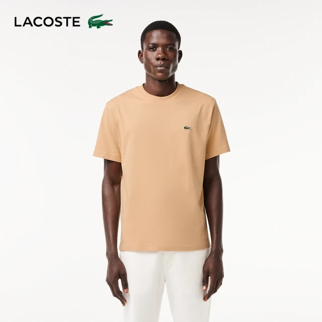 LACOSTE 男裝-經典版型logo棉質短袖T恤(卡其色)