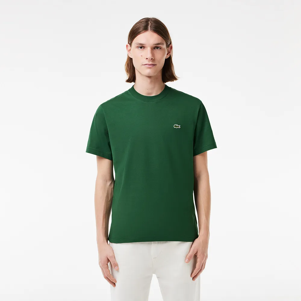 【LACOSTE】男裝-經典版型logo棉質短袖T恤(深綠色)