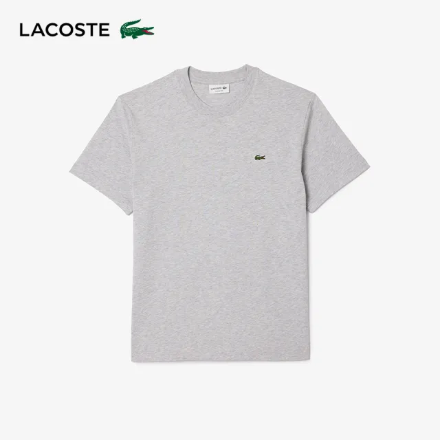 【LACOSTE】男裝-經典版型logo棉質短袖T恤(花紗灰)