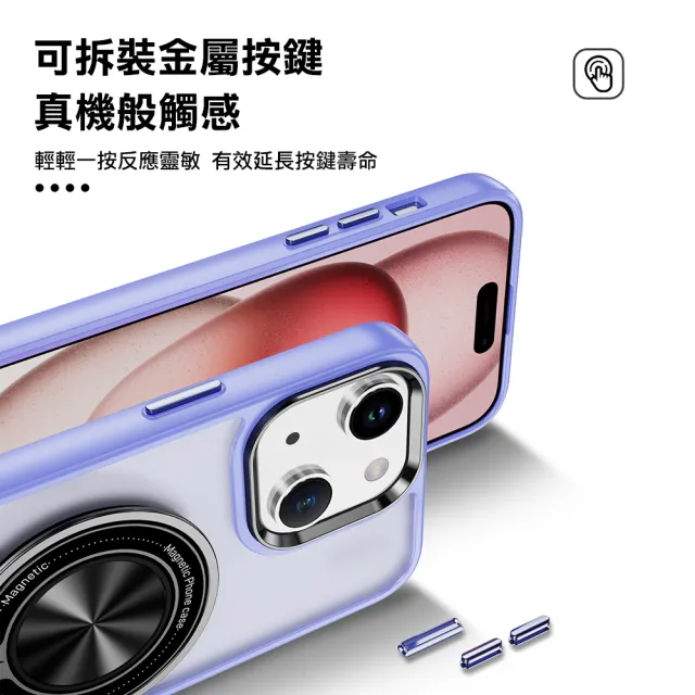 iPhone 15  磨砂盔甲防摔支架手機殼  買殼送膜(iPhone 15 買殼贈透明高清鋼化手機膜)