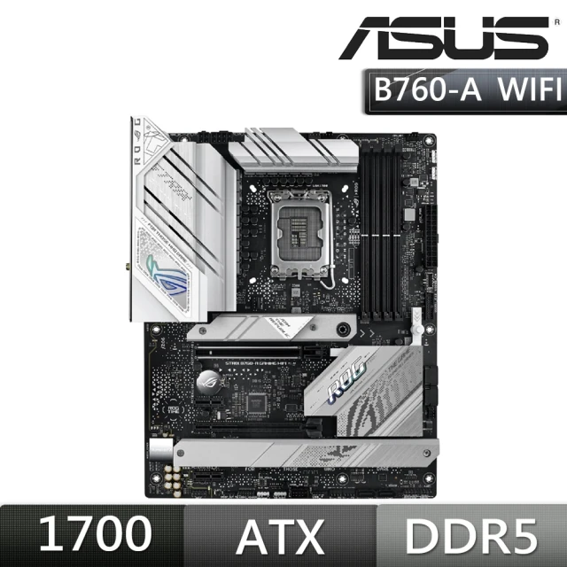 【ASUS 華碩】ROG STRIX B760-A GAMING WIFI 主機板+威剛 D5 16G*2/5600 Lancer 白 記憶體(組合5-2)