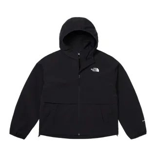 【The North Face 官方旗艦】北面女款黑色DWR防潑水連帽防風外套｜83T9JK3