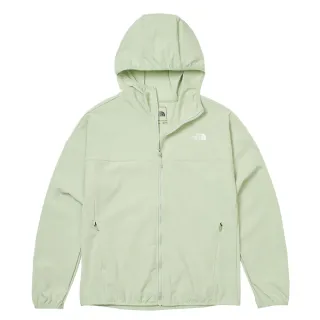 【The North Face 官方旗艦】北面女款綠色DWR防潑水防曬連帽防風外套｜7WCPI0G(抗UV)