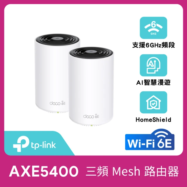 【TP-Link】二入組-Deco XE75 WiFi 6E AXE5400 三頻Gigabit 真Mesh 無線網路網狀路由器(Wi-Fi 6E分享器)