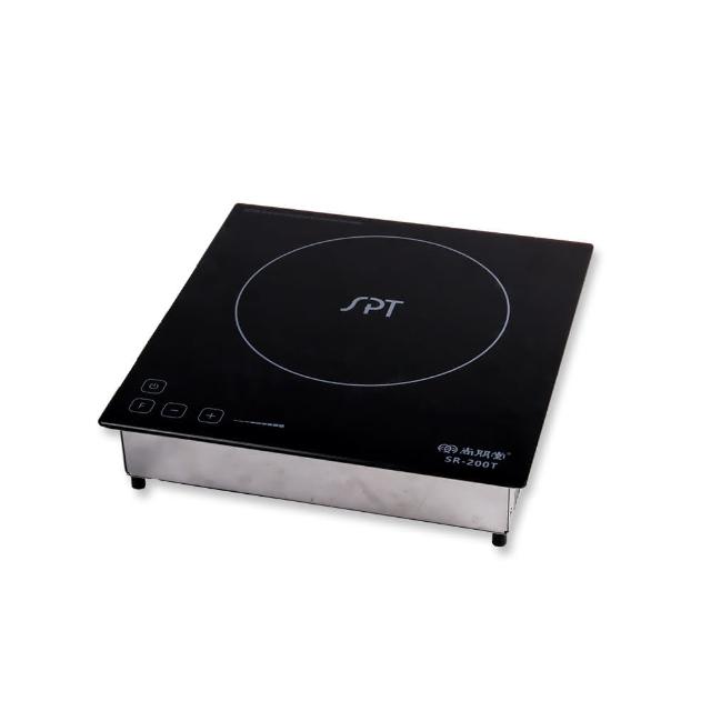  尚朋堂 SR-200T 商業用變頻電磁爐，2100W 高功率設計，適合專業廚房使用。臺灣製造，具備安全保護裝置與多段火力選擇，電壓220V、頻率9.5A，尺寸約27.8×29×6cm，本體重量2.5kg。BSMI認證R39335，一年保固（營業用6個月），含運送不含安裝。理想的商業電磁爐，高效節能，操作簡便，適用於餐廳、咖啡廳等場所，提升烹飪效率。 