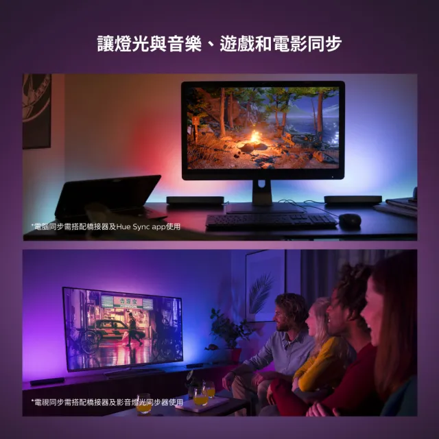 【Philips 飛利浦】Hue 智慧照明 全彩情境 Hue Play 家庭劇院入門組(電競光效組 PH008+PH010+PH012)