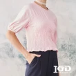 【IGD 英格麗】速達-網路獨賣款-短版抽皺造型上衣(粉色)