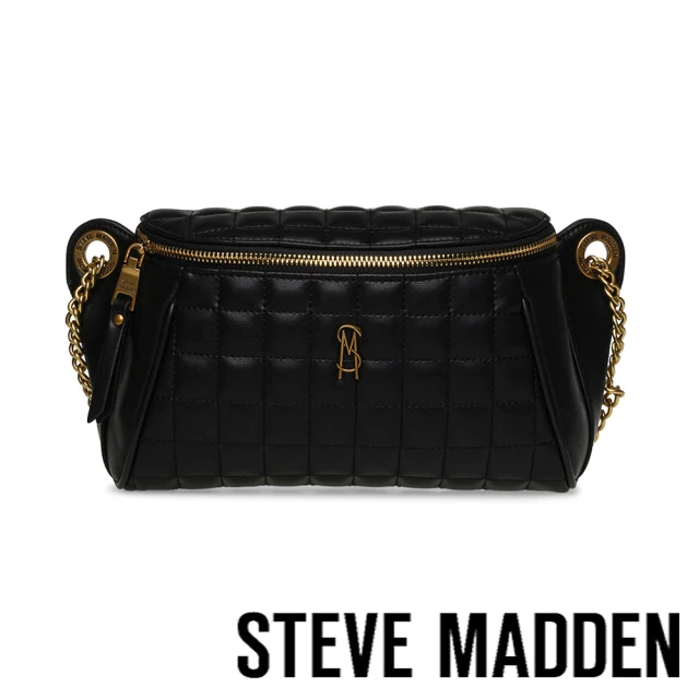 STEVE MADDEN BYULI 鍊帶格紋斜背腰包(黑色)