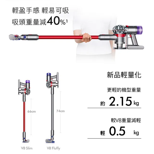 dyson 戴森】V8 Slim Fluffy 無線吸塵器(專為亞洲家庭設計) - momo購物