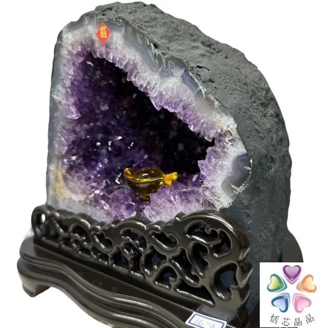 恬芯晶品】8.65kg精選巴西火型紫水晶洞新居財位擺設XA15(紫鈦晶晶洞