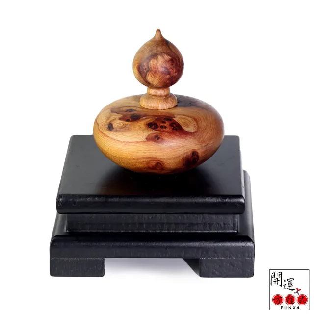 【開運方程式】梢楠聚寶盆重油瘤花原皮可聞香10cm(附黑檀木底座)
