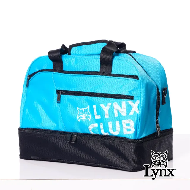 【Lynx Golf】男女Lynx山貓印花造型硬底式旅行外袋/雙層運動衣物袋(四色)