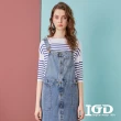 【IGD 英格麗】速達-網路獨賣款-條紋薄針織上衣(藍色)