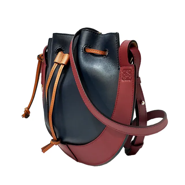 【LOEWE 羅威】A826303X03 Horseshoe小牛皮抽繩單肩/斜背包(藍色)