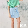 【IGD 英格麗】速達-網路獨賣款-清爽亞麻造型短裙(藍色)