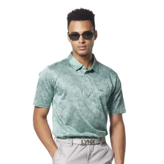 【Lynx Golf】男款歐洲進口純棉絲光面料花草圖樣典雅胸袋款短袖POLO衫(綠色)