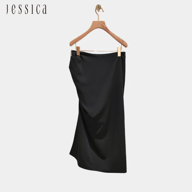 【JESSICA】優雅氣質修身不規則皺褶長裙235107