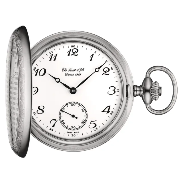 【TISSOT 天梭】官方授權 小秒針手上鍊懷錶-附鍊 送行動電源(T83640212)