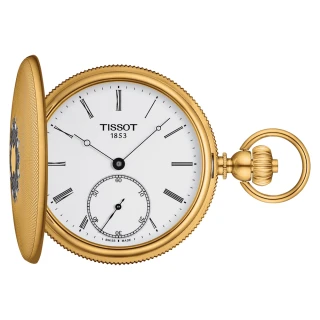 【TISSOT 天梭】官方授權 小秒針手上鍊懷錶-附鍊 送行動電源(T8674053901300)