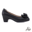 【A.S.O 阿瘦集團】A.S.O窩心系列法式蝴蝶結寬楦中跟鞋(黑色)