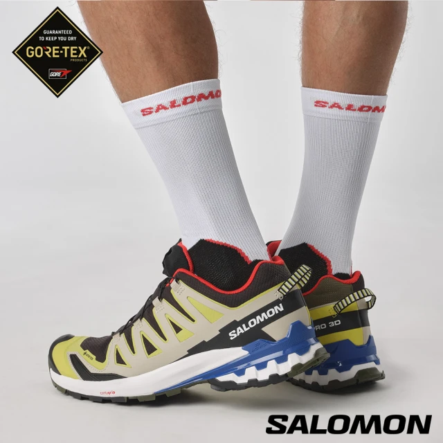 【salomon官方直營】男 XA PRO 3D V9 Goretex 健野鞋(黑/毛茛黃/藍)