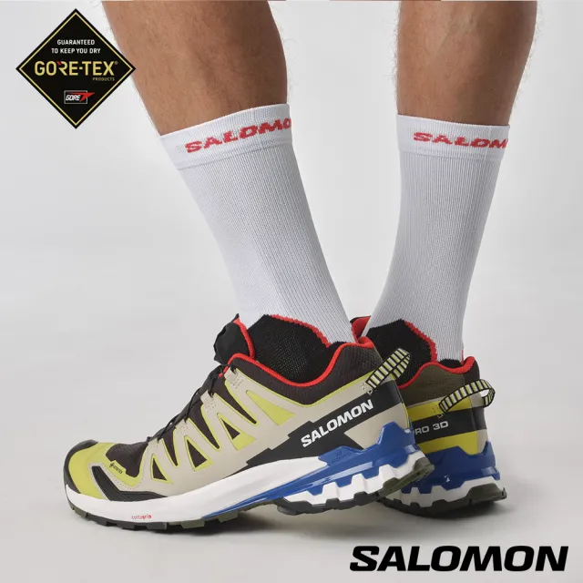 salomon】男XA PRO 3D V9 Goretex 健野鞋(黑/毛茛黃/藍) - momo購物網