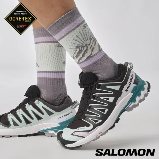 salomon】女XA PRO 3D V9 Goretex 健野鞋(黑/漂水藍/藍) - momo購物網