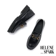 【HELENE_SPARK】復古時尚馬銜釦全真皮樂福厚底鞋(黑)