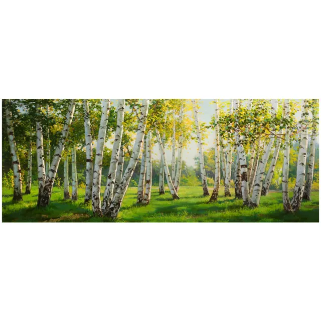 【御畫房】榮白樺林之春 國家一級畫師手繪油畫60×120cm(VF-59)
