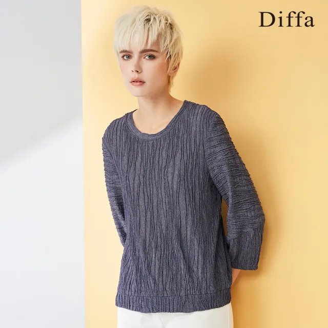 【Diffa】歐風波浪織紋針織衫-女
