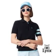 【Lynx Golf】女款彈性舒適羅紋造型袖配色設計LOGO緹花工藝短袖POLO領毛衣(二色)