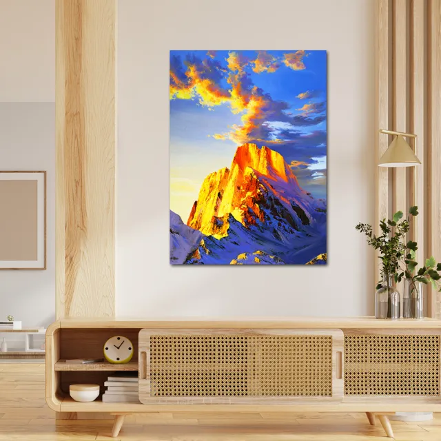 【御畫房】日照金山 國家一級畫師手繪油畫60×90cm(VF-101)