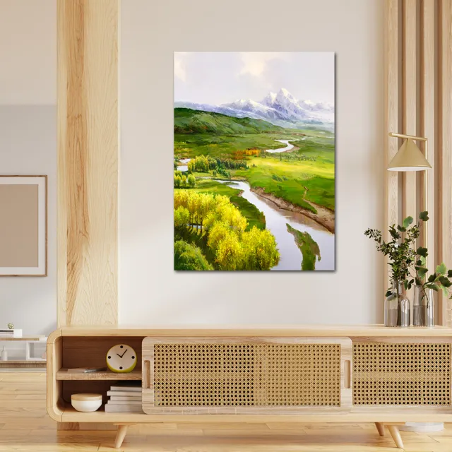 【御畫房】天山溪流 國家一級畫師手繪油畫60×90cm(VF-102)