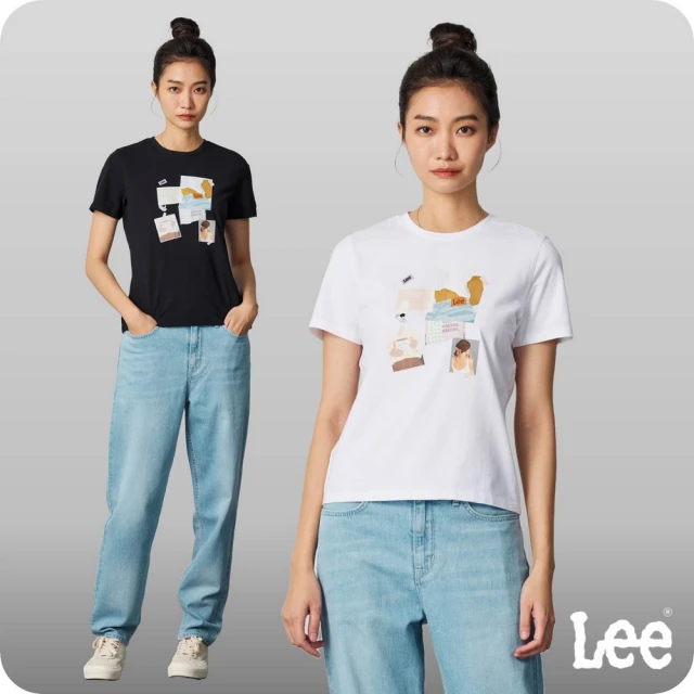 Lee 官方旗艦 女裝 短袖T恤 / 水彩貼畫 共2色 標準版型(LB402037K11 / LB402037K14)