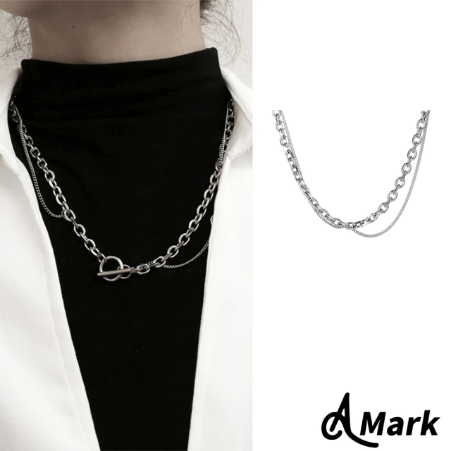 A MARK 鈦鋼項鍊 雙層項鍊/極簡雙層鍊帶疊戴風中性時尚316L鈦鋼項鍊(2款任選)