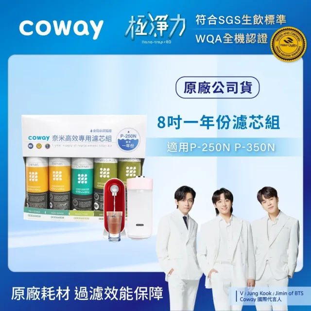 【Coway】奈米高效專用濾芯組8吋一年份(適用P250N、P350N淨水器)