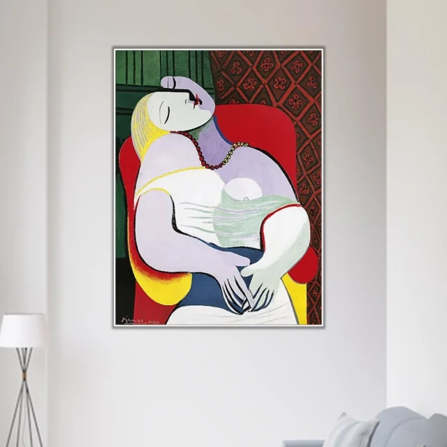 《夢》畢卡索．立體派 世界名畫 經典名畫 風景油畫-白框40x60CM
