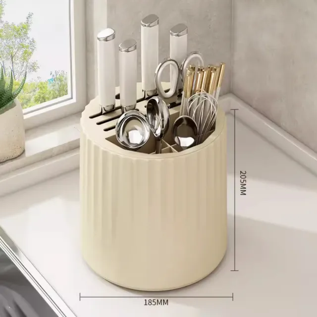 【小茉廚房】廚房旋轉刀架 置物架 多功能合一 收納架 筷子桶(餐具瀝水架)