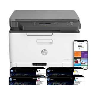 【HP 惠普】搭1黑3彩碳粉★Color Laser 178nw 彩色複合式印表機(原廠登錄升級3年保固組)