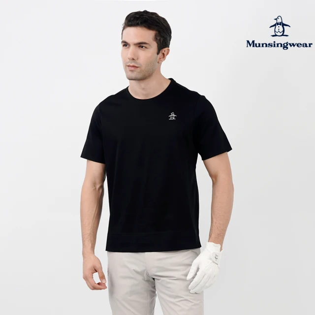 Munsingwear 企鵝牌 男款黑色下襬開叉純棉舒適短袖T恤 MGTL2509