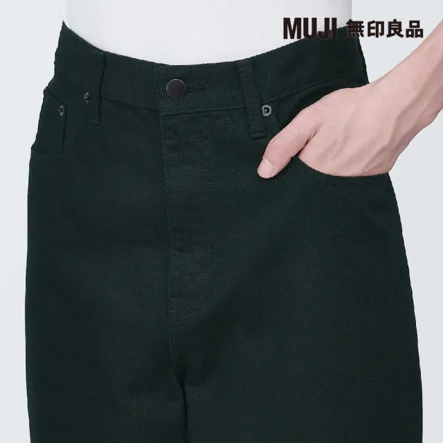 【MUJI 無印良品】男有機棉丹寧寬版褲(黑色)