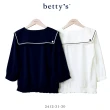 【betty’s 貝蒂思】跳色壓線水手領雪紡七分袖上衣(共二色)