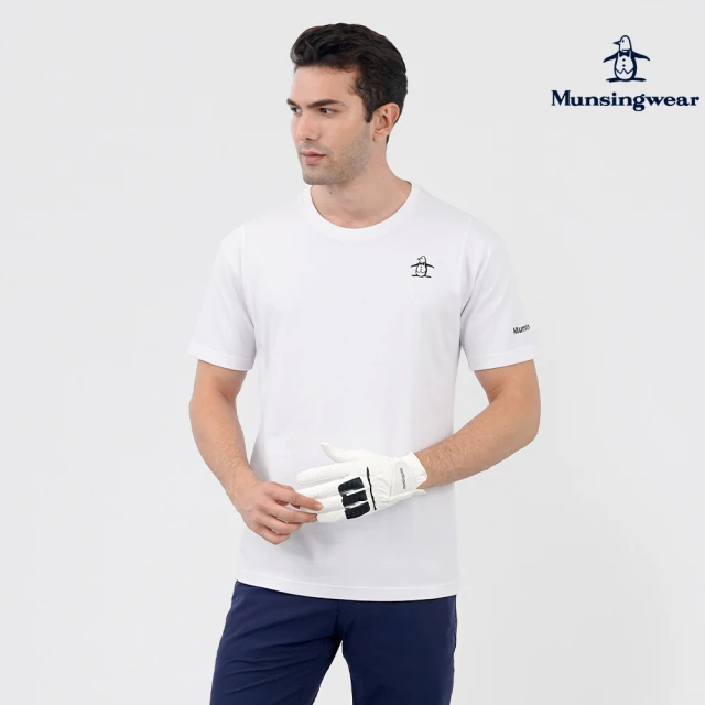 Munsingwear 企鵝牌 男款白色落肩剪接純棉舒適短袖T恤 MGTL2507